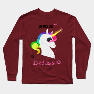 Unique is badass - Unicorn - Pink Long Sleeve T-Shirt